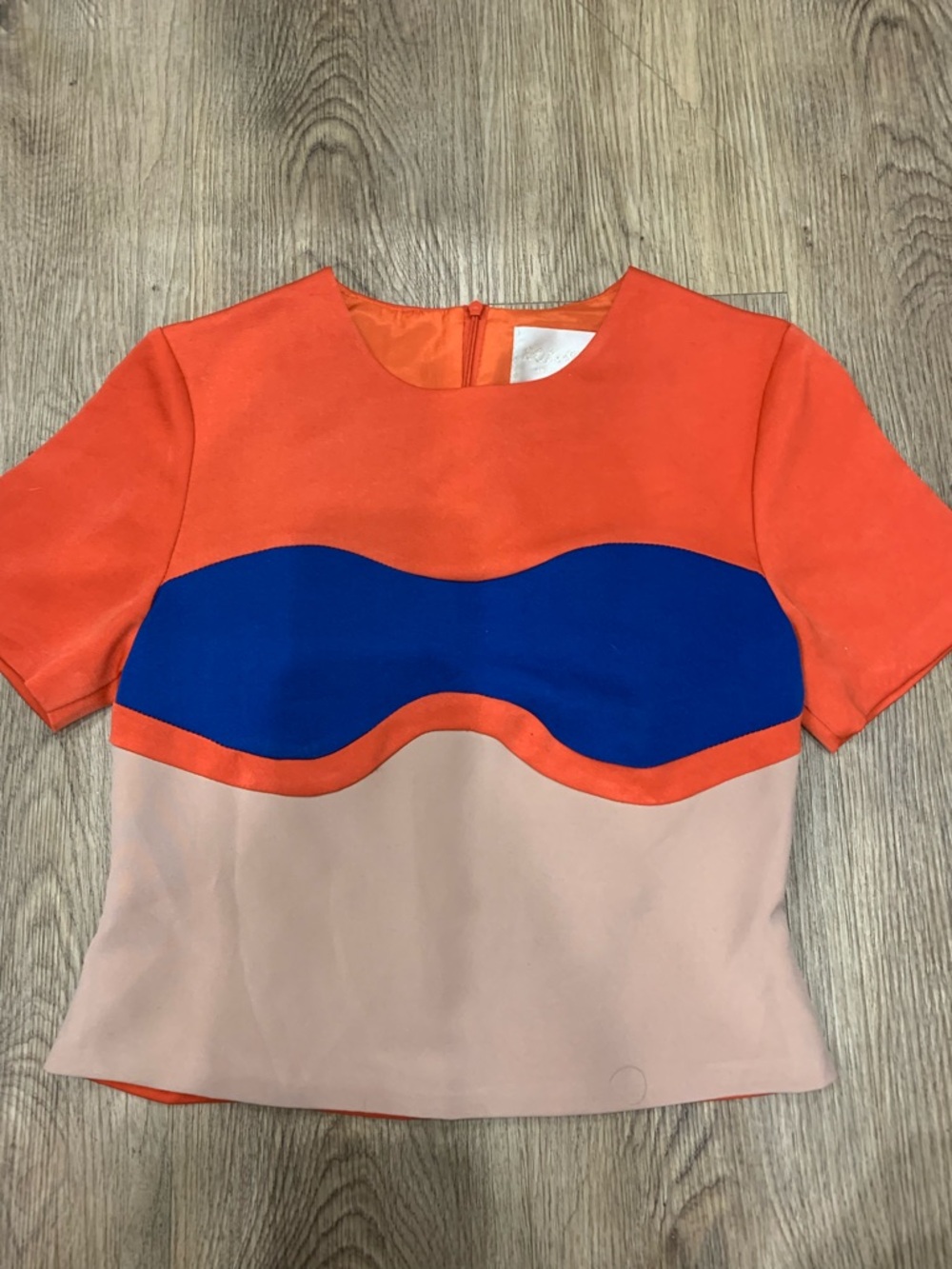 Nokara Made in Korea Colorblock Long Sleeve Top – Blue, Orange & Beige